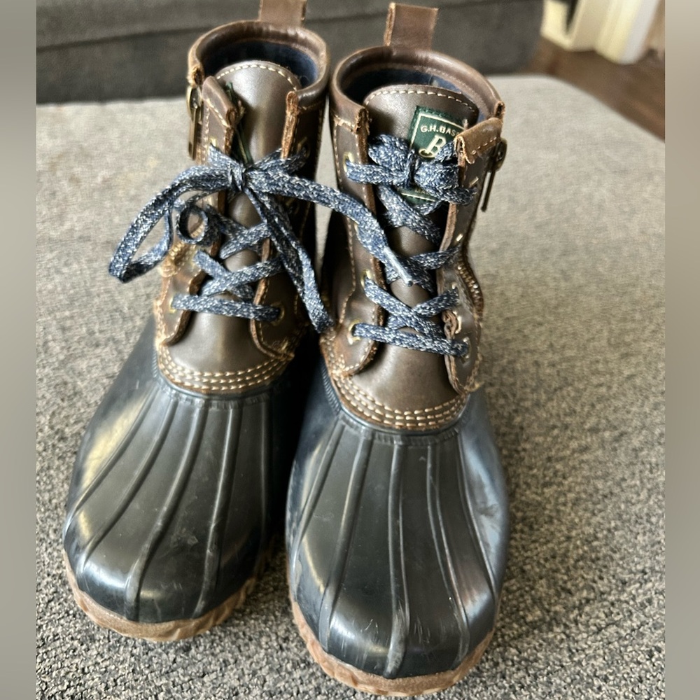 G.H. Bass & Co Lace‎ Up Rain Duck Boots with zippers Size 8 - Picture 2 of 11